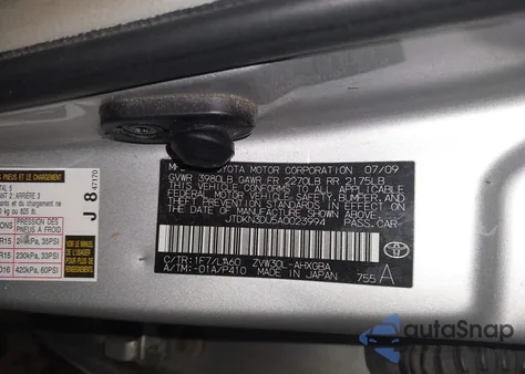 2010 Toyota Prius Iv из США, поврежденный, VIN JTDKN3DU5A0023994